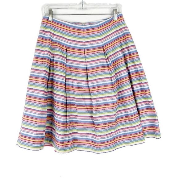 Talbots Rainbow Striped Pleated ALine Skirt Multicolor Size 10 Petite EUC Preppy - Picture 4 of 5